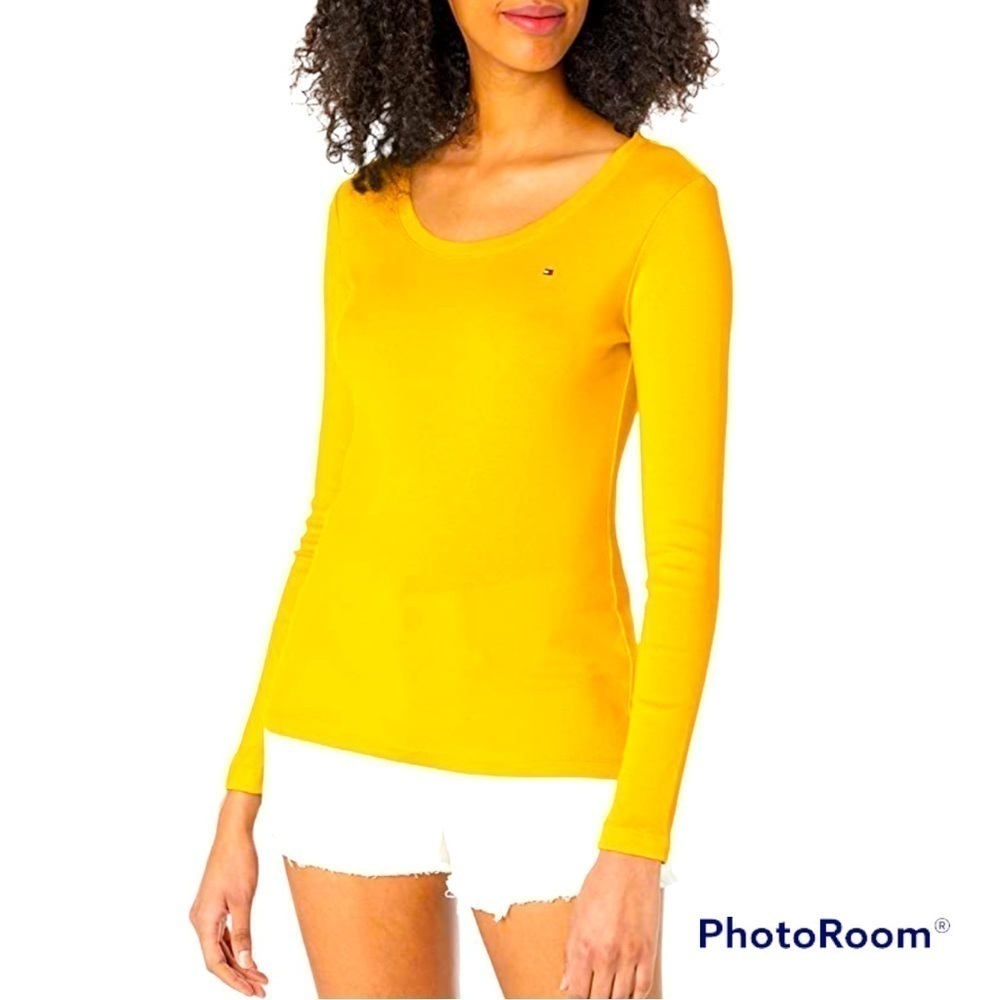 Tommy Hilfiger cotton Long Sleeve Scoop Neck versatile Top